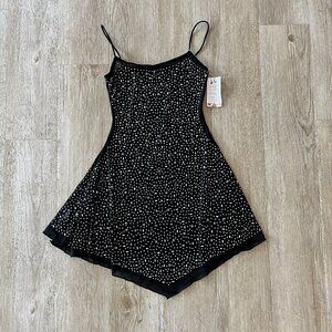 Womens NWT Amazon Odizli Black Sheer Rhinestone Mini Dress - S